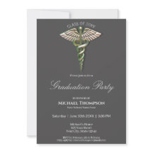 Convite para Graduação Chrome Holographic Caduceus