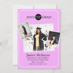 Convite para Graduação com Fotos Rosa