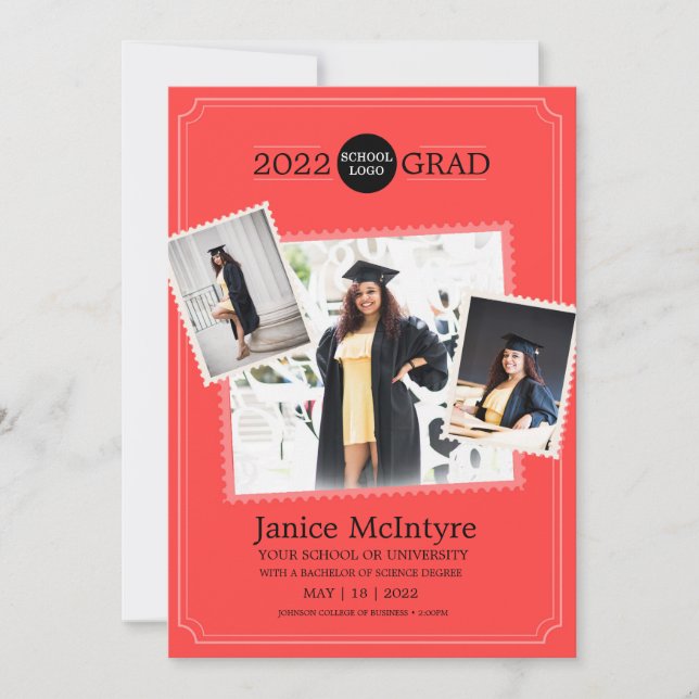 Convite para Graduação com Fotos Vermelha (Frente)