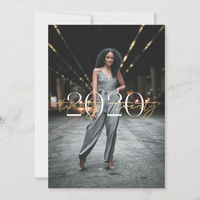 Convite Para Graduação Da Tipografia Gold Foil 202 (Frente)