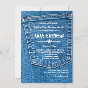 Convite para Graduação de Bolso Denim