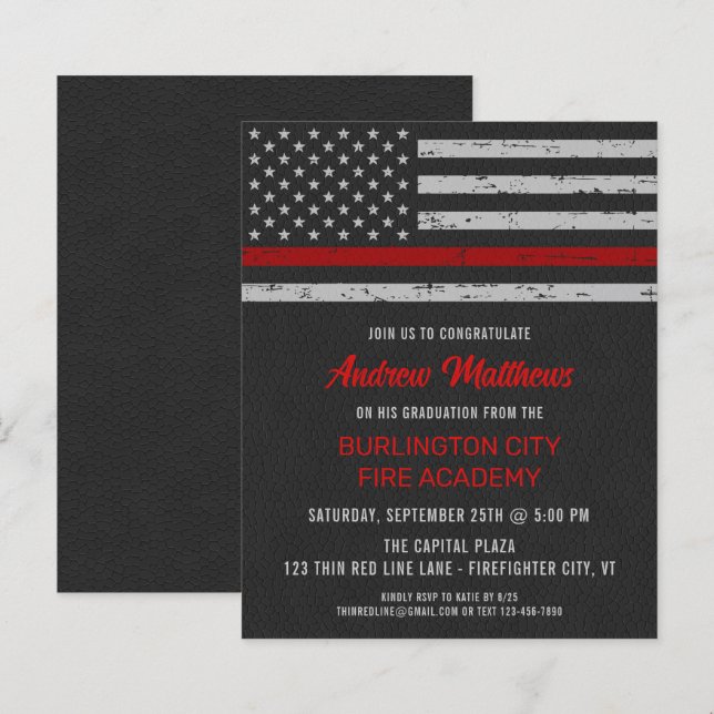 Convite para Graduação de Bombeiros de Linha Verme (Frente/Verso)