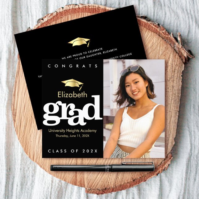 Convite para Graduação de Boné Dourado Preto para  (Criador carregado)