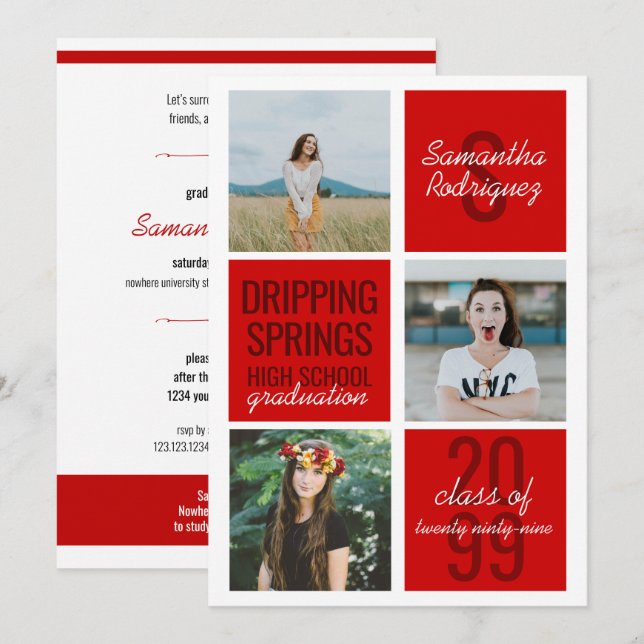 Convite para Graduação de Caixas Diversas Vermelha (Frente/Verso)