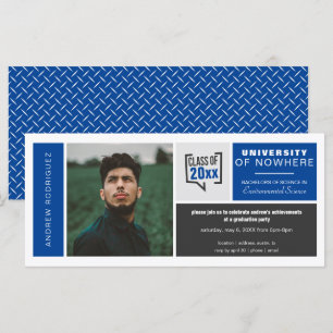 Convite para Graduação de Caixas e Fotos Azuis