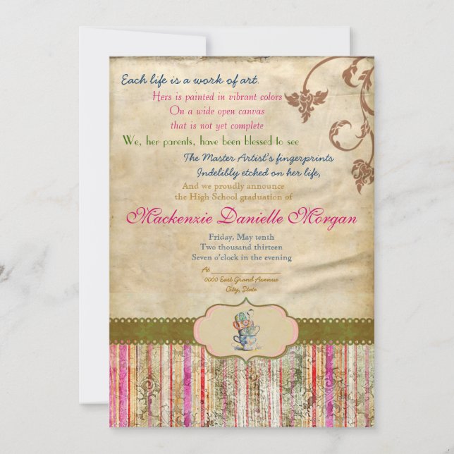 Convite Para Graduação De Chá Vintage (Frente)