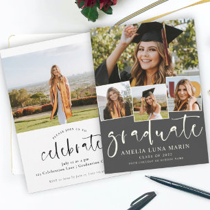 Convite para Graduação de Colagem de Fotos Simples