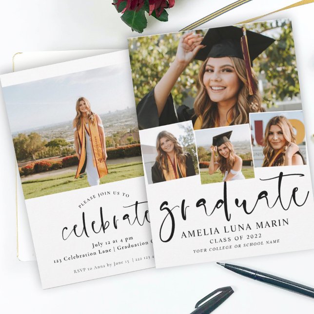 Convite para Graduação de Colagem de Fotos Simples (Criador carregado)