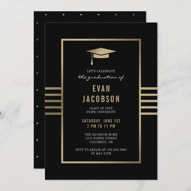 Convite para Graduação de COR EDITÁVEL A Bonés Dou (Frente/Verso)