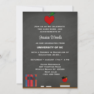 Convite para Graduação de Coração de Chalkboard