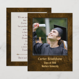 Convite para Graduação de Couro Castanho