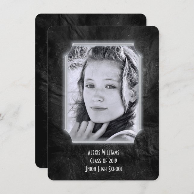 Convite para Graduação de Couro Negro (Frente/Verso)