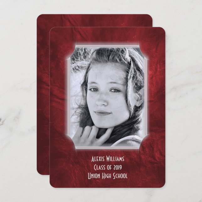 Convite para Graduação de Couro Vermelho (Frente/Verso)