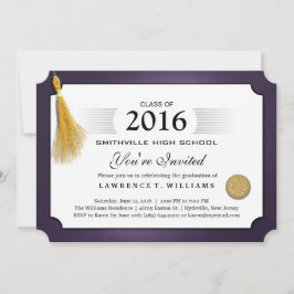 Convite para Graduação de Diploma de Tassel Roxo e