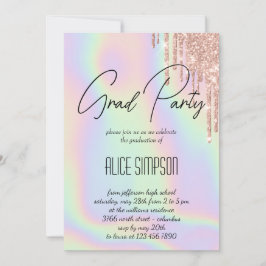 Convite para Graduação de Drip Holográfico Arco-Ír