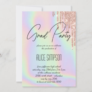 Convite para Graduação de Drip Holográfico Arco-Ír