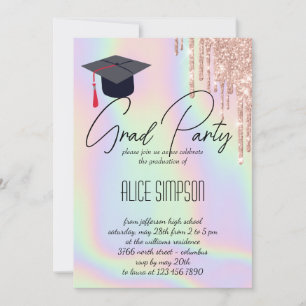 Convite para Graduação de Drip Holográfico Arco-Ír