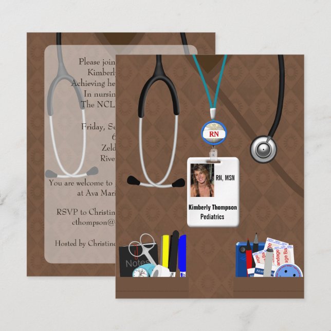 Convite para Graduação de Enfermagem em Browns (Frente/Verso)