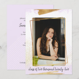 Convite para Graduação de Estrutura Dourada e Púrp