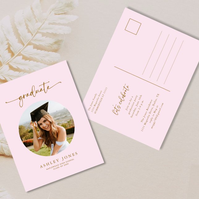 Convite para Graduação de Formando de Foto Rosa e  (Criador carregado)