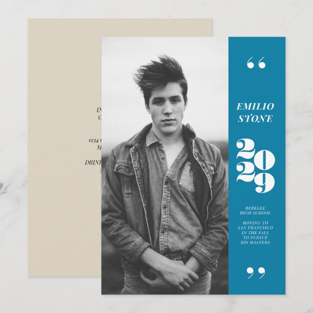 Convite para graduação de Formando elegante (Frente/Verso)