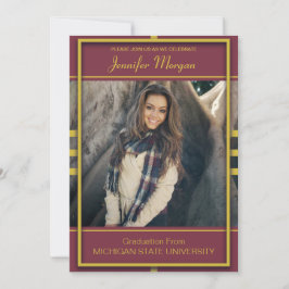 Convite para Graduação de Foto de Quadro Dourado C