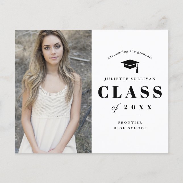 Convite para Graduação de Foto de Tipo Mínimo de O (Frente)