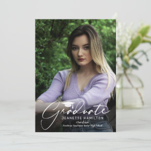 Convite para Graduação de Foto Frente/Traseira de 