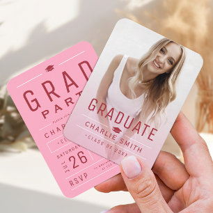 Convite para Graduação de Fotografia Moderna, Rosa