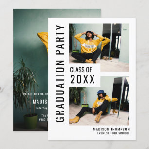 Convite para Graduação de Fotos 3 Preto e Branco M