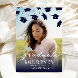 Convite para Graduação de Fotos Azul de Marinho El