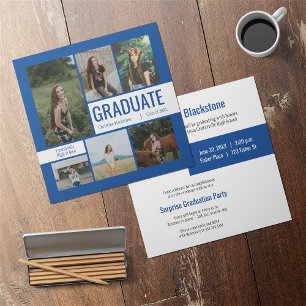 Convite para Graduação de Fotos Azul e Branco 6