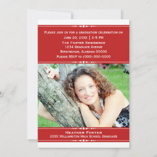 Convite para Graduação de Fotos Chic Vermelha