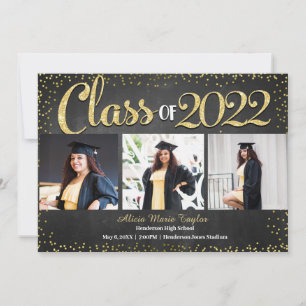 Convite para Graduação de Fotos com Largura Preta 