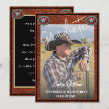 Convite para Graduação de Fotos de Cowboy de Estil