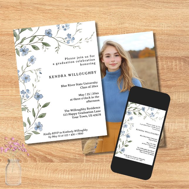 Convite para Graduação de Fotos de Flores Selvagen (Criador carregado)