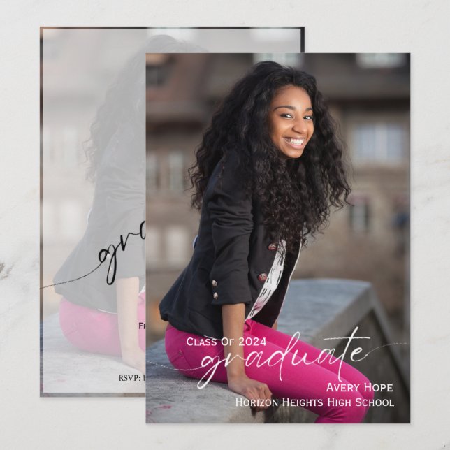 Convite para Graduação de Fotos de Formando de Scr (Frente/Verso)