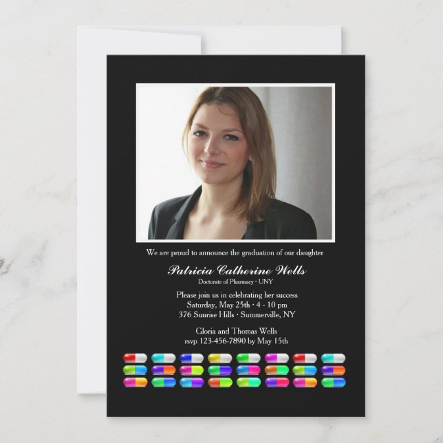 Convite para Graduação de Fotos de Medicação (Frente)