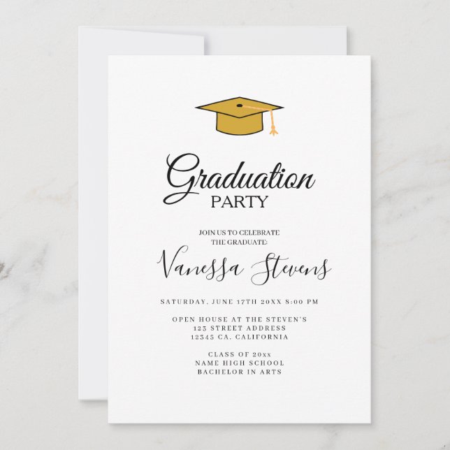 Convite para Graduação de Fotos de Script Casual M (Frente)