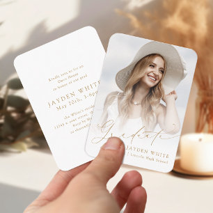 Convite para Graduação de Fotos de Script de Chic 