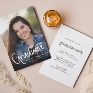 Convite para Graduação de Fotos de Script Manuscri