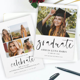 Convite para Graduação de Fotos de Script Simples