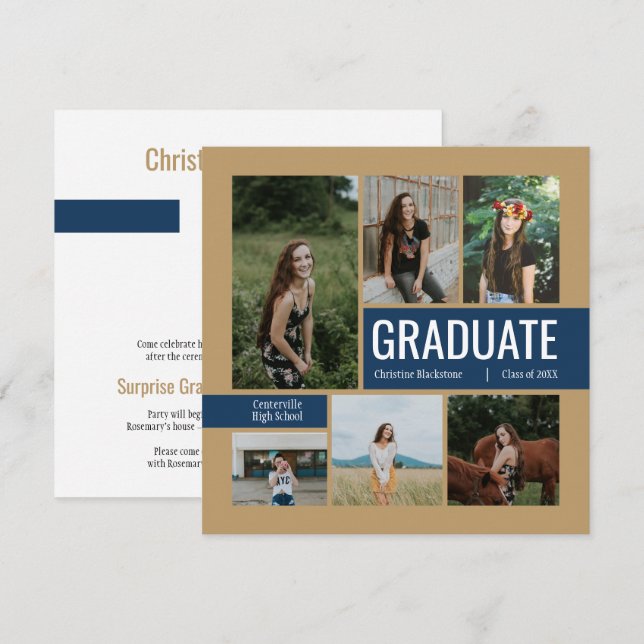 Convite para Graduação de Fotos do Dourado e Marin (Frente/Verso)