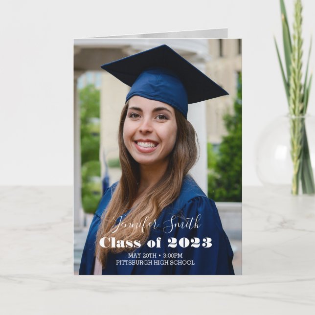 Convite para Graduação de Fotos Dobrada com Poema (Frente)