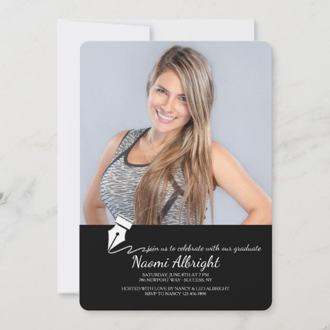 Convite para Graduação de Fotos em caneta e Tinta (Frente)