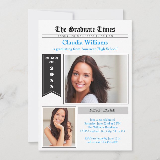 Convite para Graduação de Fotos em Jornal (Frente)