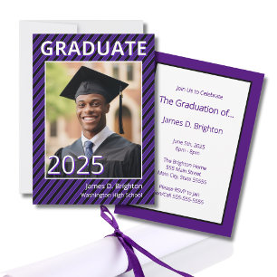 Convite para Graduação de Fotos em Púrpura