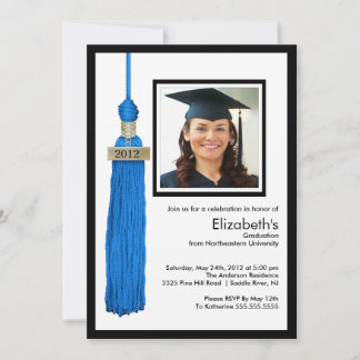 Convite para graduação de fotos em Tassel Azul e B