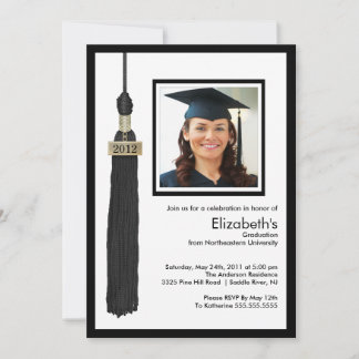 Convite para graduação de fotos em Tassel Preto e
