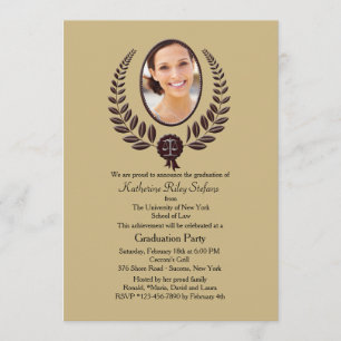 Convite para Graduação de Fotos Laurel Leaf